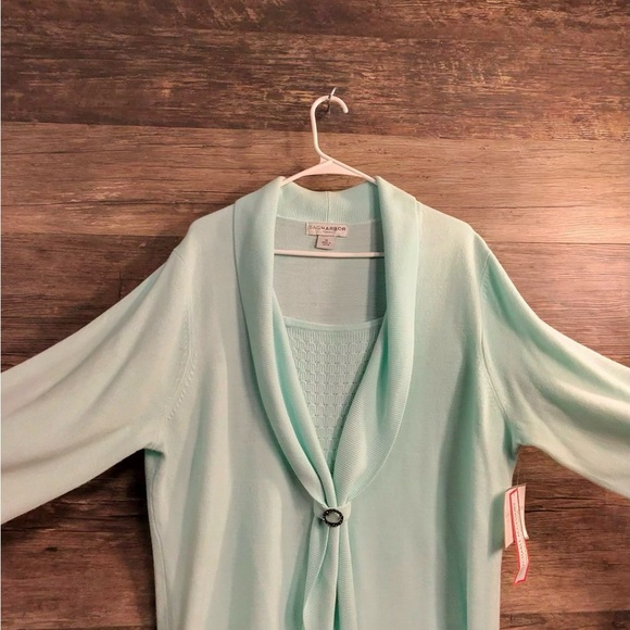 Sag Harbor Light Green Mint Pastel Cardigan Sweater - Picture 3 of 11
